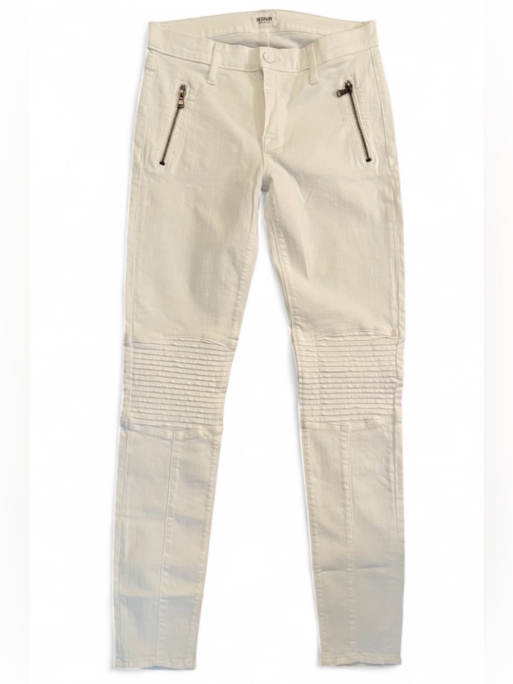 NWT Hudson Stark Moto Super Skinny White Jeans Womens Size 28